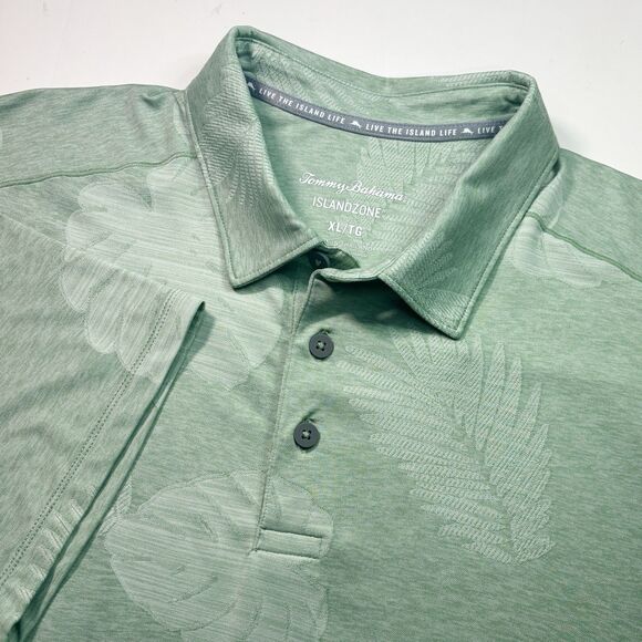 Tommy Bahama Performance Polo Shirt Men' XL Green Leaf Island Zone Tropical Golf - Picture 1 of 8